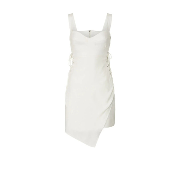 Nicholas Christina Side Tie Mini Dress White Sweetheart Neckline Sheath US 6 - Picture 4 of 13